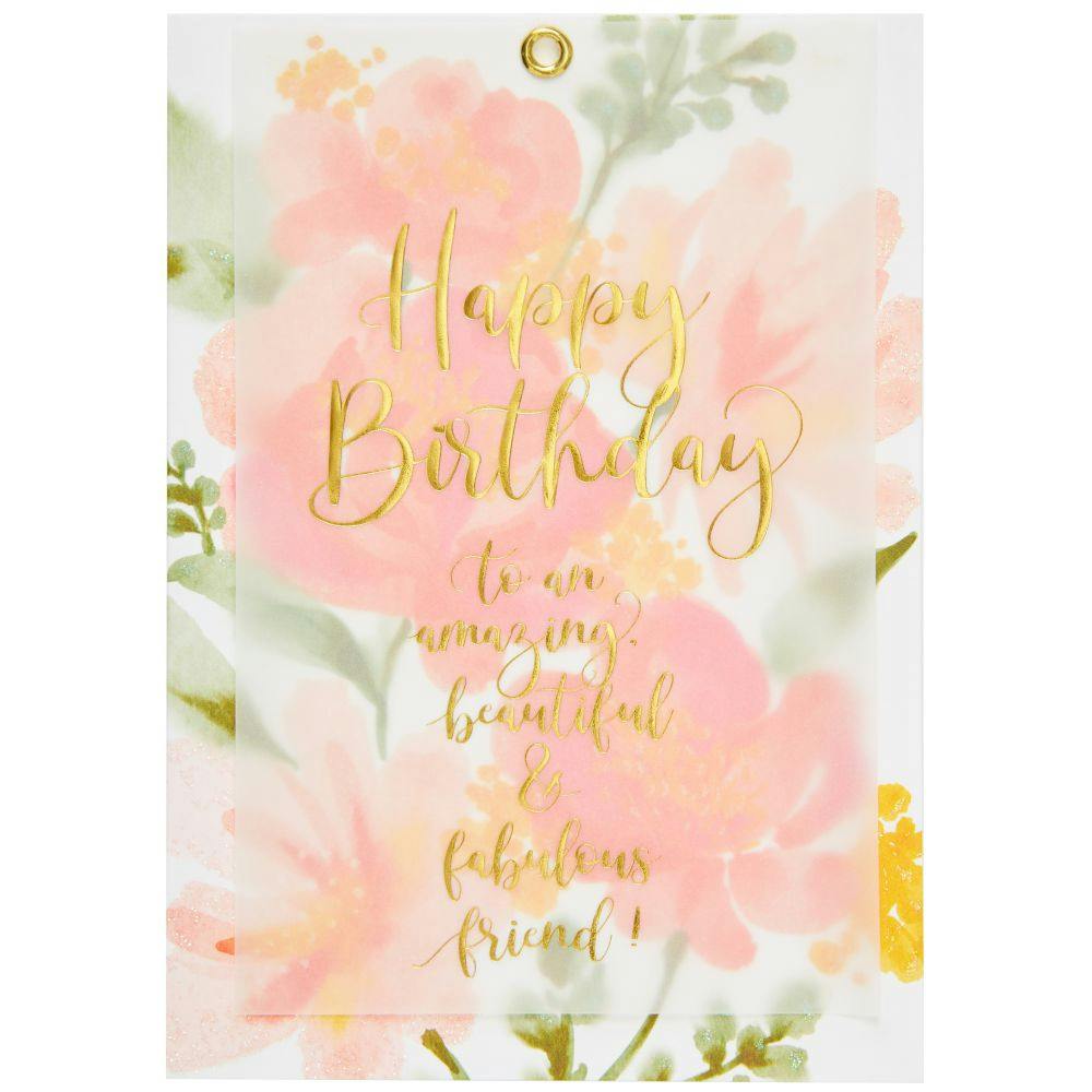 Floral with Vellum Birthday Card First Alternate Image width=&quot;1000&quot; height=&quot;1000&quot;