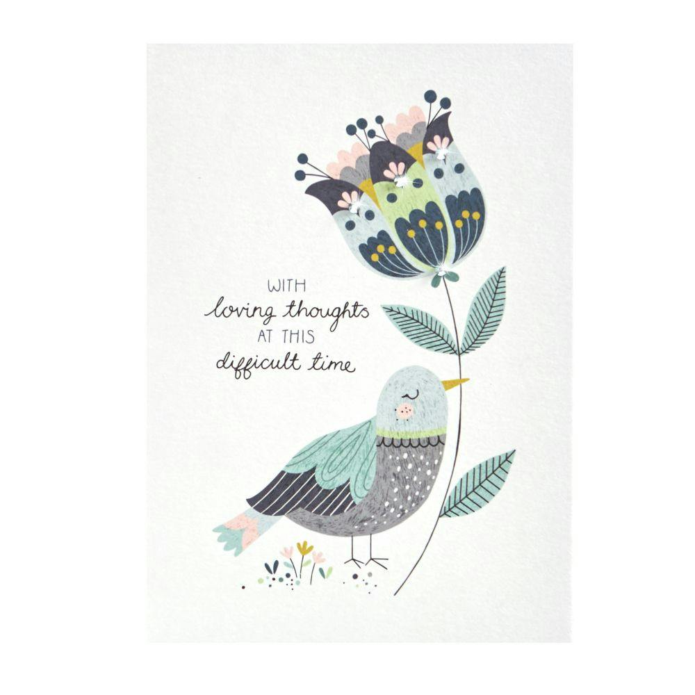 Bird with Flowers Sympathy Card First Alternate Image width=&quot;1000&quot; height=&quot;1000&quot;