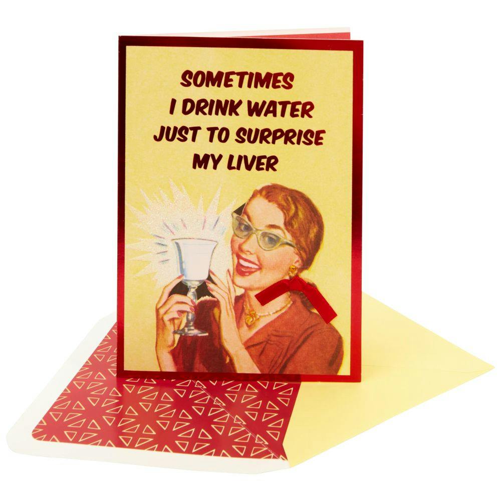 Vintage Woman with Glass of Water Friendship Card Sixth Alternate Image width=&quot;1000&quot; height=&quot;1000&quot;