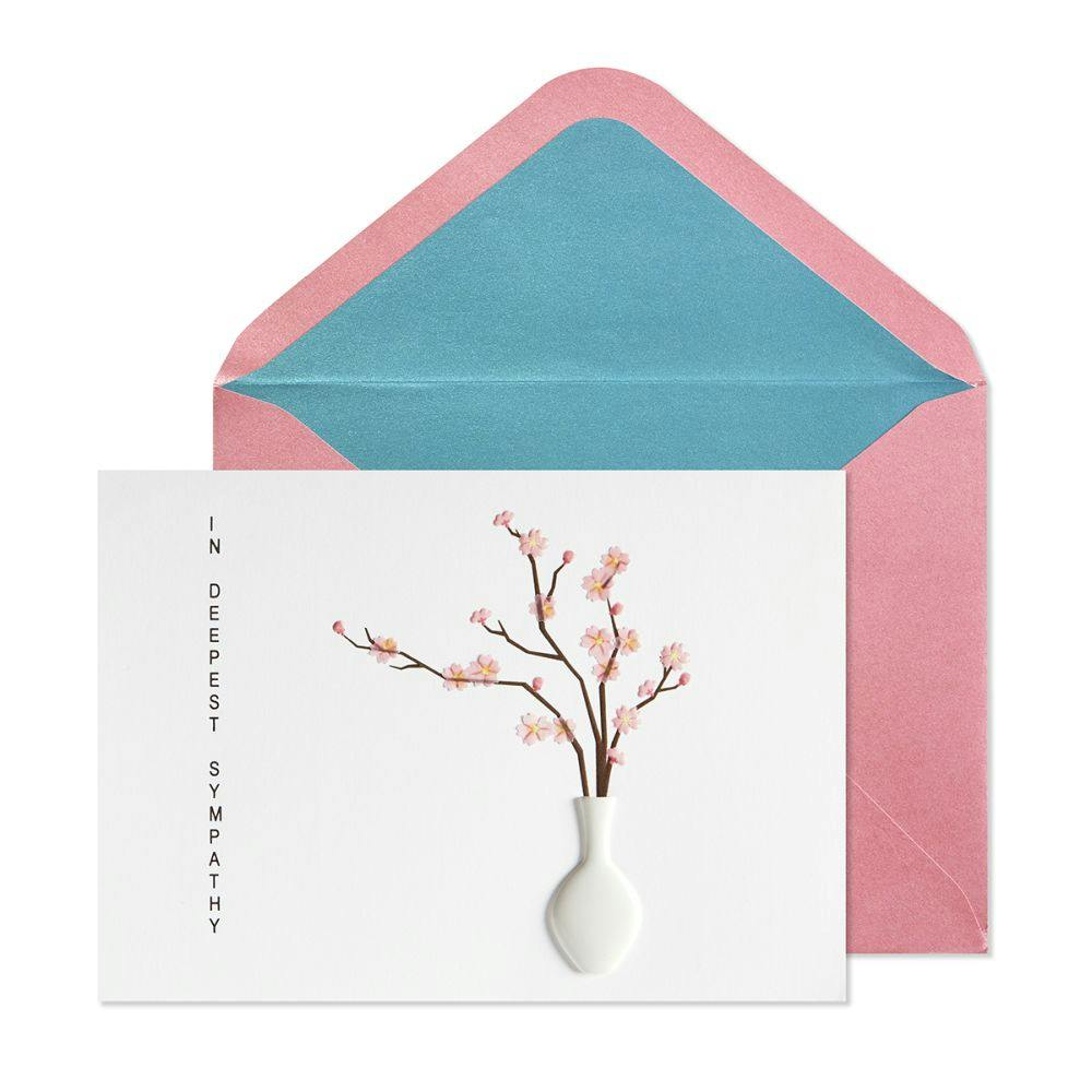 Pink Blossom with Vase Sympathy Card Main Product Image width=&quot;1000&quot; height=&quot;1000&quot;