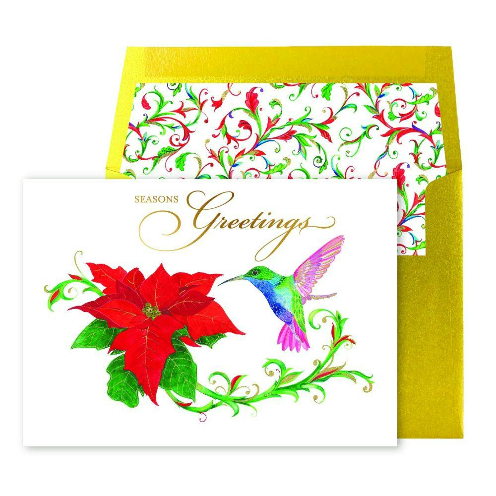 Poinsettia and Hummingbird Christmas Card Main Product Image width=&quot;1000&quot; height=&quot;1000&quot;