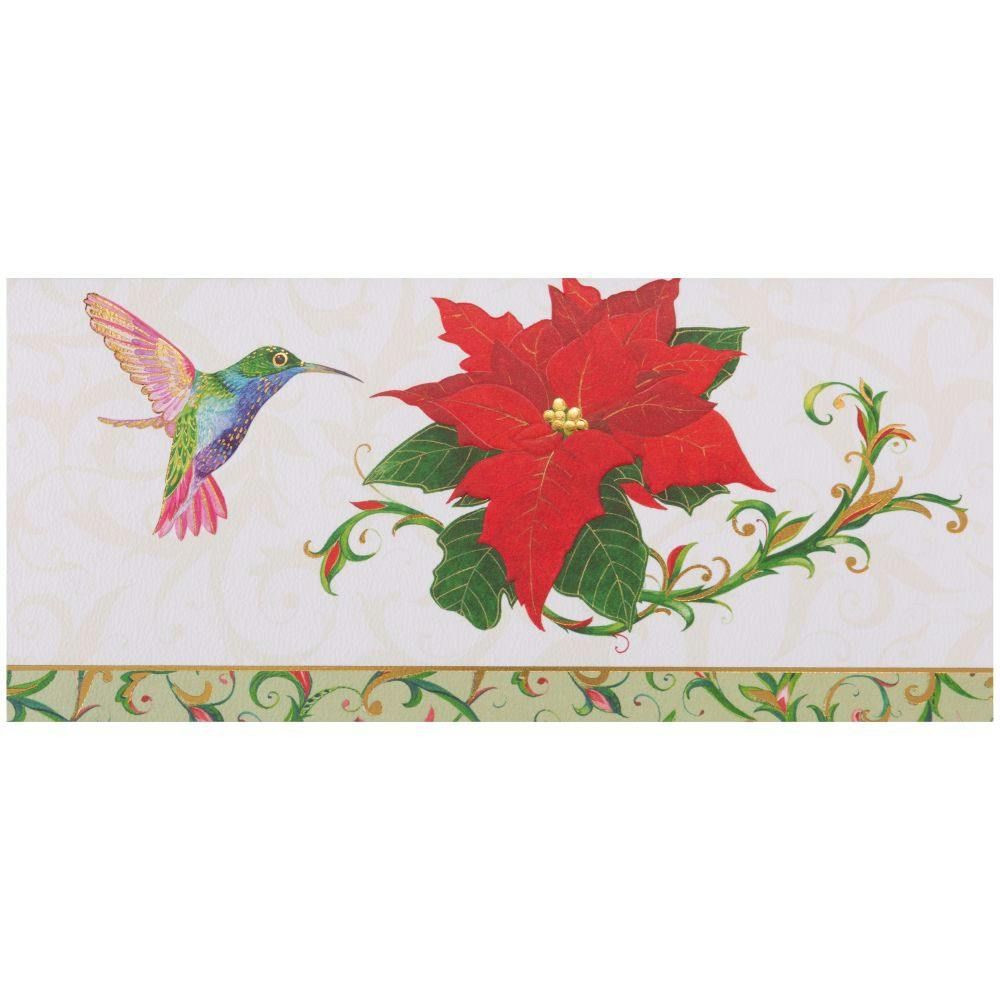 Hummingbird and Poinsettia 8 Count Boxed Christmas Cards First Alternate Image width=&quot;1000&quot; height=&quot;1000&quot;