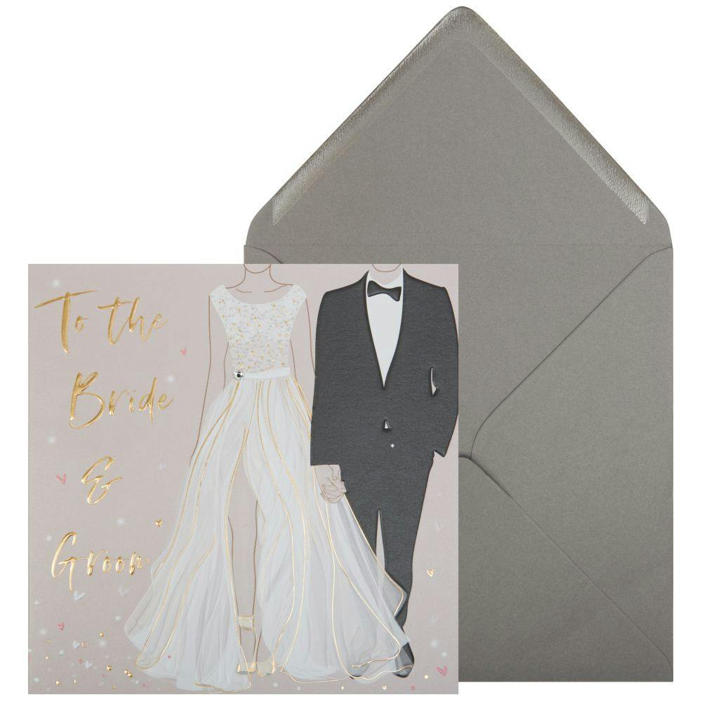 Bride &amp; Groom Outfits Wedding Card Main Product Image width=&quot;1000&quot; height=&quot;1000&quot;