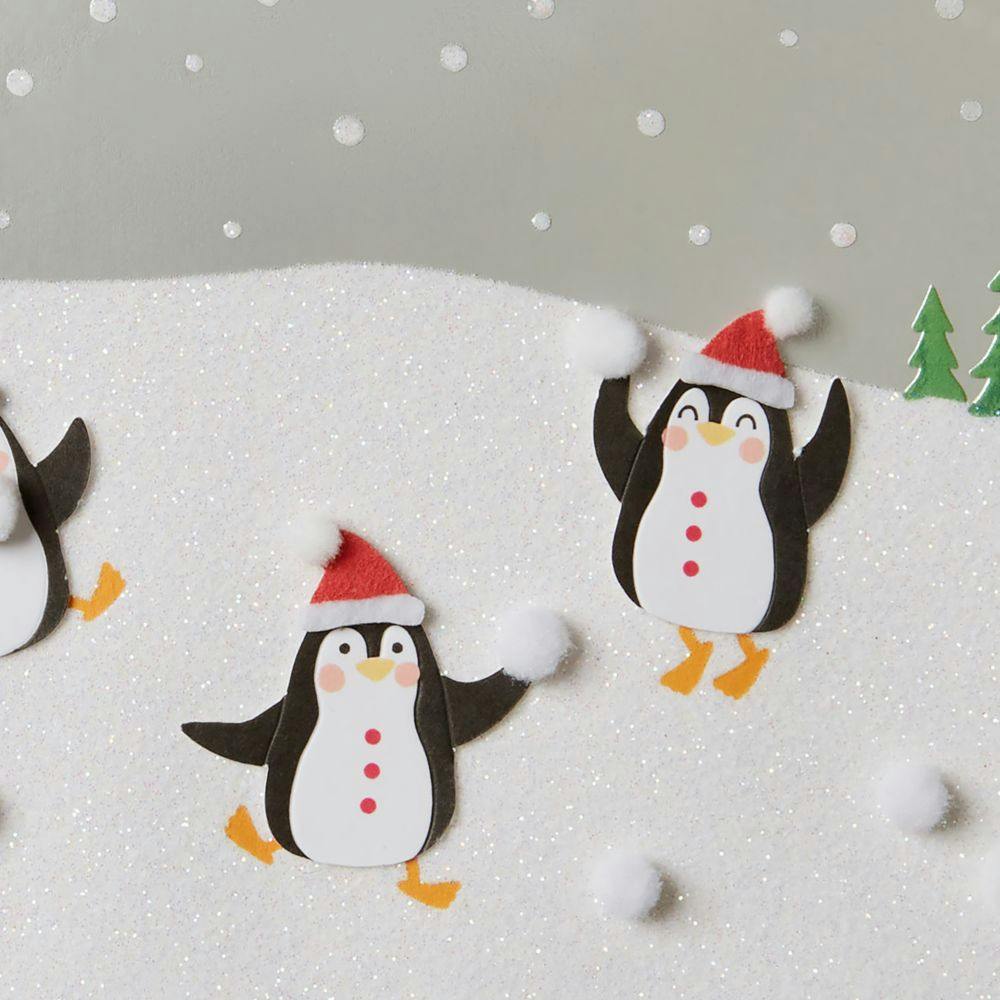 Penguins And Snowballs Christmas Card Fourth Alternate Image width=&quot;1000&quot; height=&quot;1000&quot;