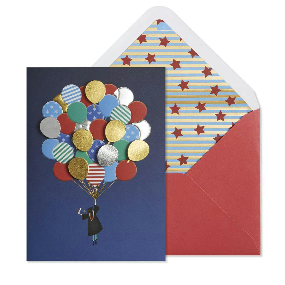 Grad Figure Lifted By Balloons Graduation Card Main Product Image width=&quot;1000&quot; height=&quot;1000&quot;
