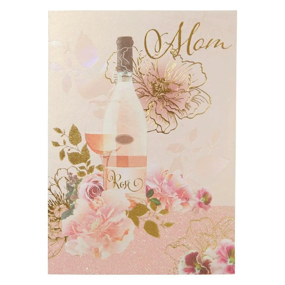 Wine and Flowers Mother&#39;s Day Card front