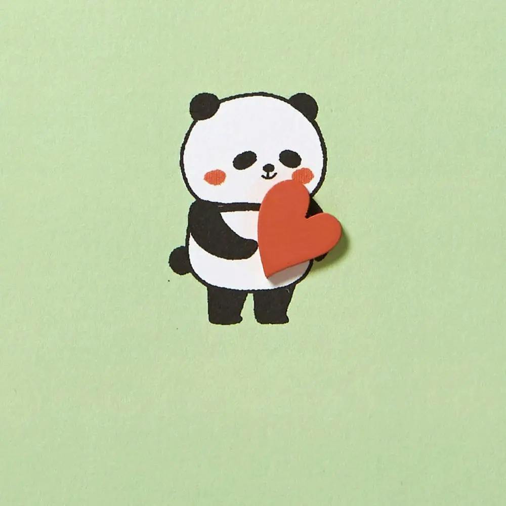 Panda Holding Heart Anniversary Card close up