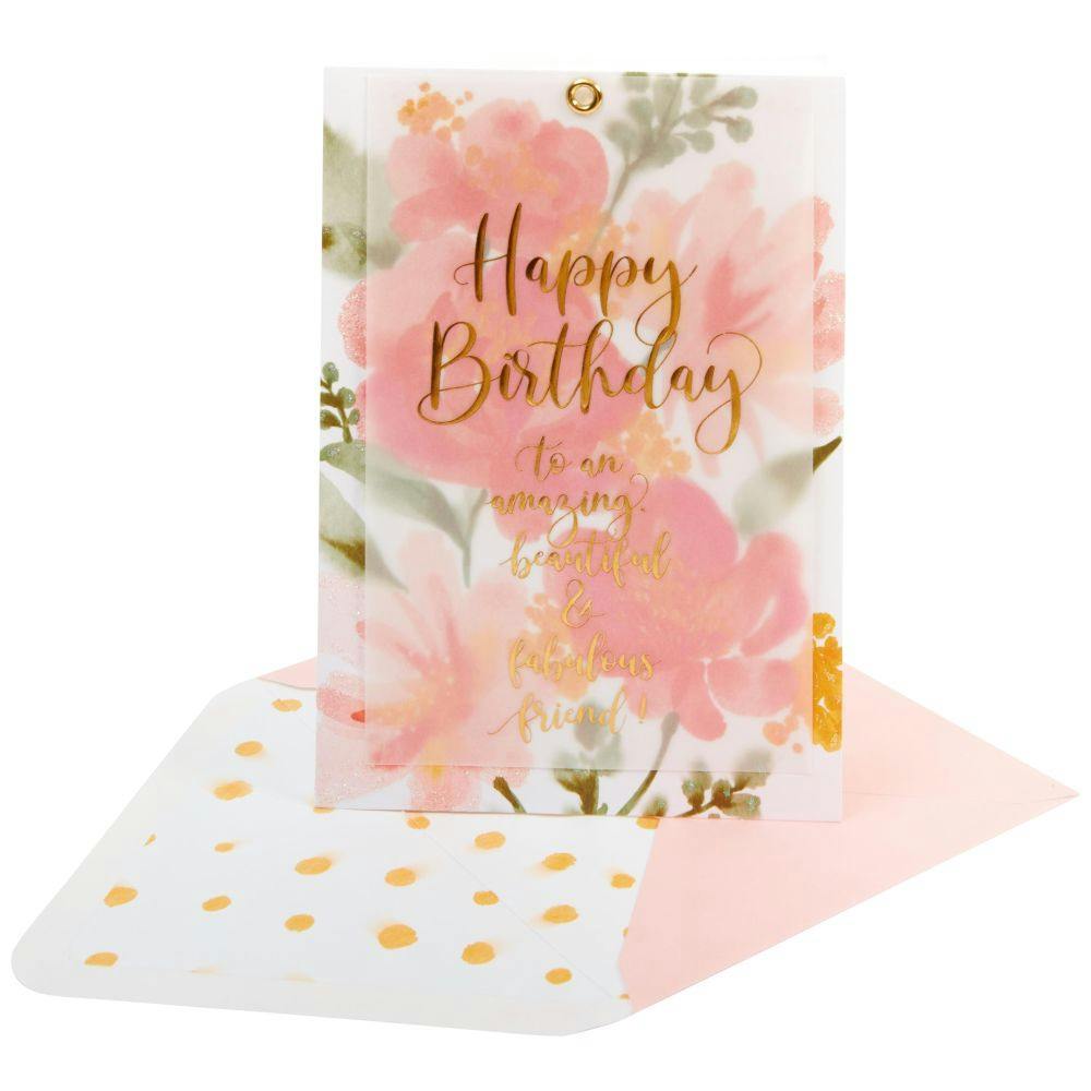 Floral with Vellum Birthday Card Sixth Alternate Image width=&quot;1000&quot; height=&quot;1000&quot;