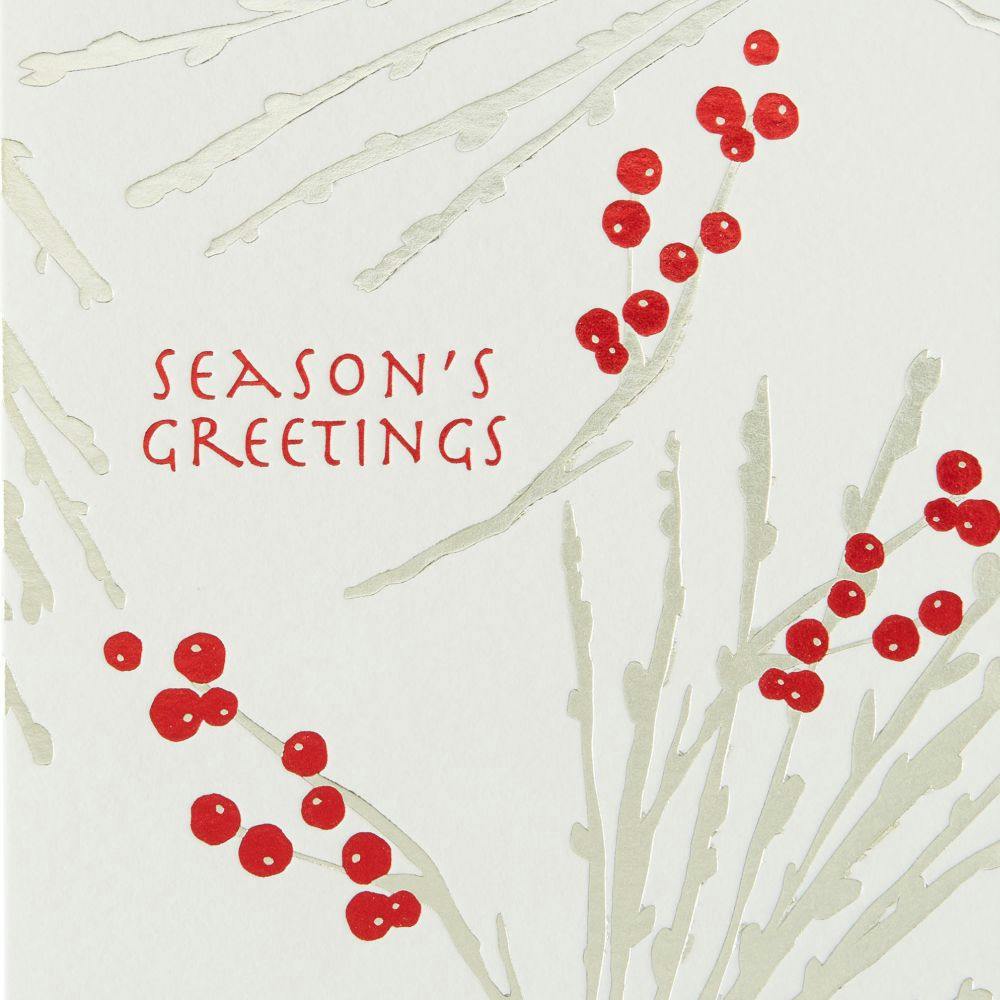 Silver Boughs Red Berries Christmas Card Fourth Alternate Image width=&quot;1000&quot; height=&quot;1000&quot;