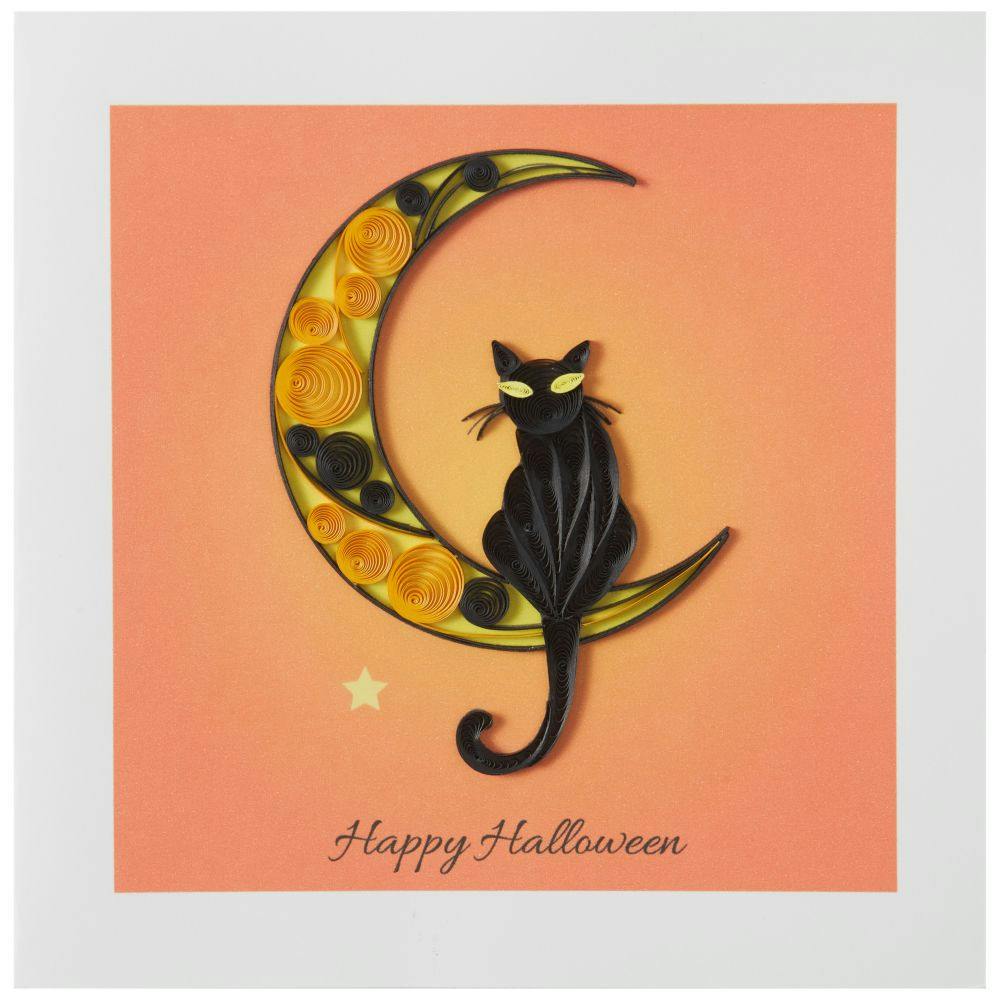 Black Cat on Moon Quilling Halloween Card First Alternate Image width=&quot;1000&quot; height=&quot;1000&quot;