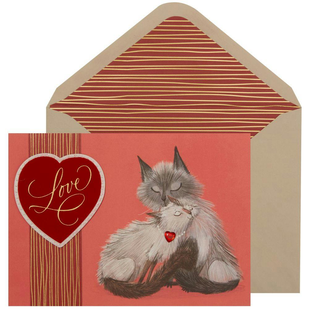 Two Cats Snuggling Valentine&#39;s Day Card Main Product Image width=&quot;1000&quot; height=&quot;1000&quot;
