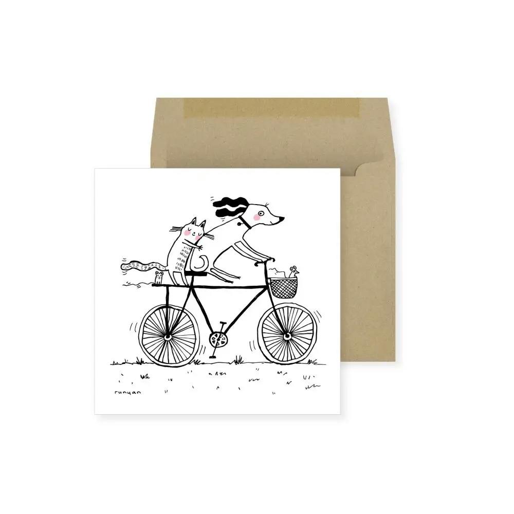 Cat and Dog on Bike Friendship Card Main Product Image width=&quot;1000&quot; height=&quot;1000&quot;