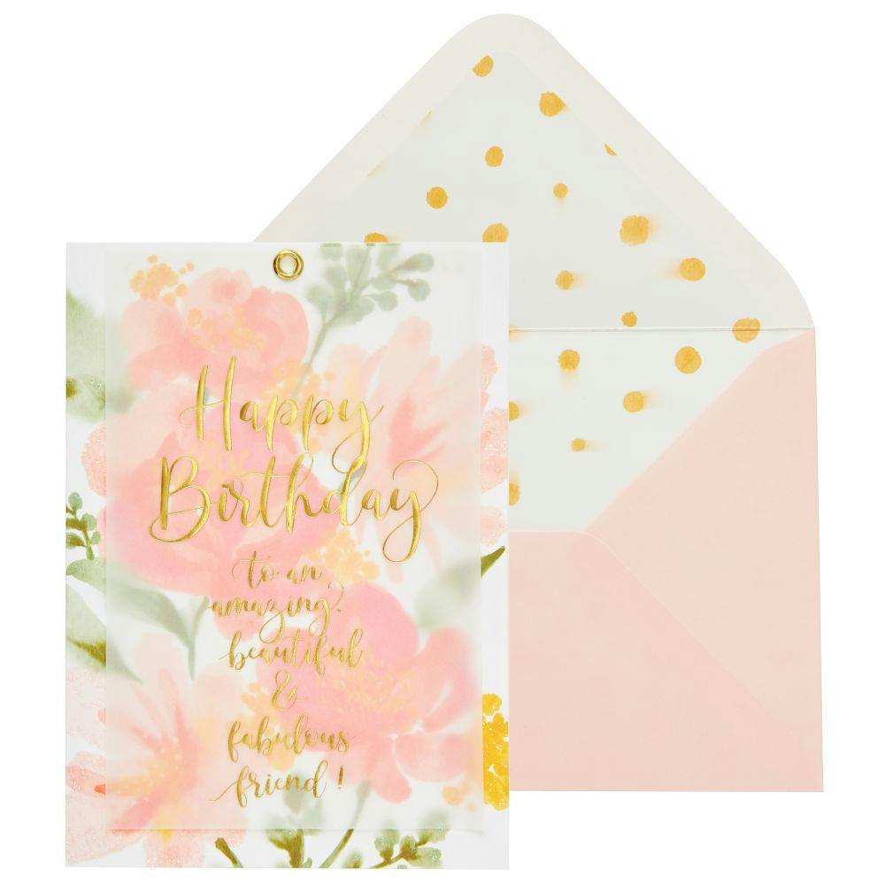 Floral with Vellum Birthday Card Main Product Image width=&quot;1000&quot; height=&quot;1000&quot;