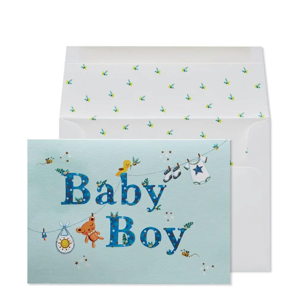 Clothesline Boy New Baby Card