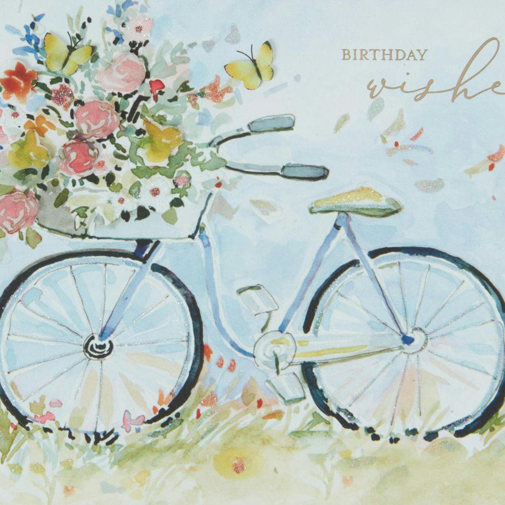 Bicycle with Flowers Birthday Card First Alternate Image width=&quot;1000&quot; height=&quot;1000&quot;