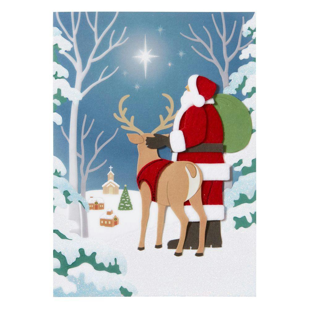 Santa Reindeer Look At Star Christmas Card First Alternate Image width=&quot;1000&quot; height=&quot;1000&quot;