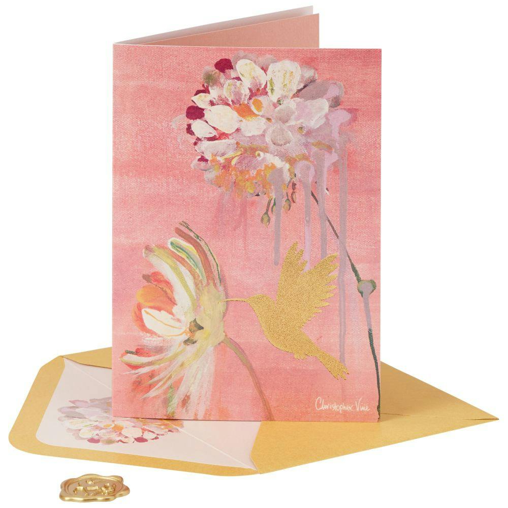 Two Flower Hummingbird Greeting Card 7th Product Detail  Image width=&quot;1000&quot; height=&quot;1000&quot;