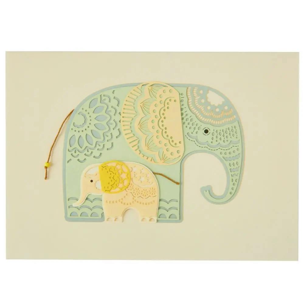 Big &amp; Little Elephant New Baby Card front