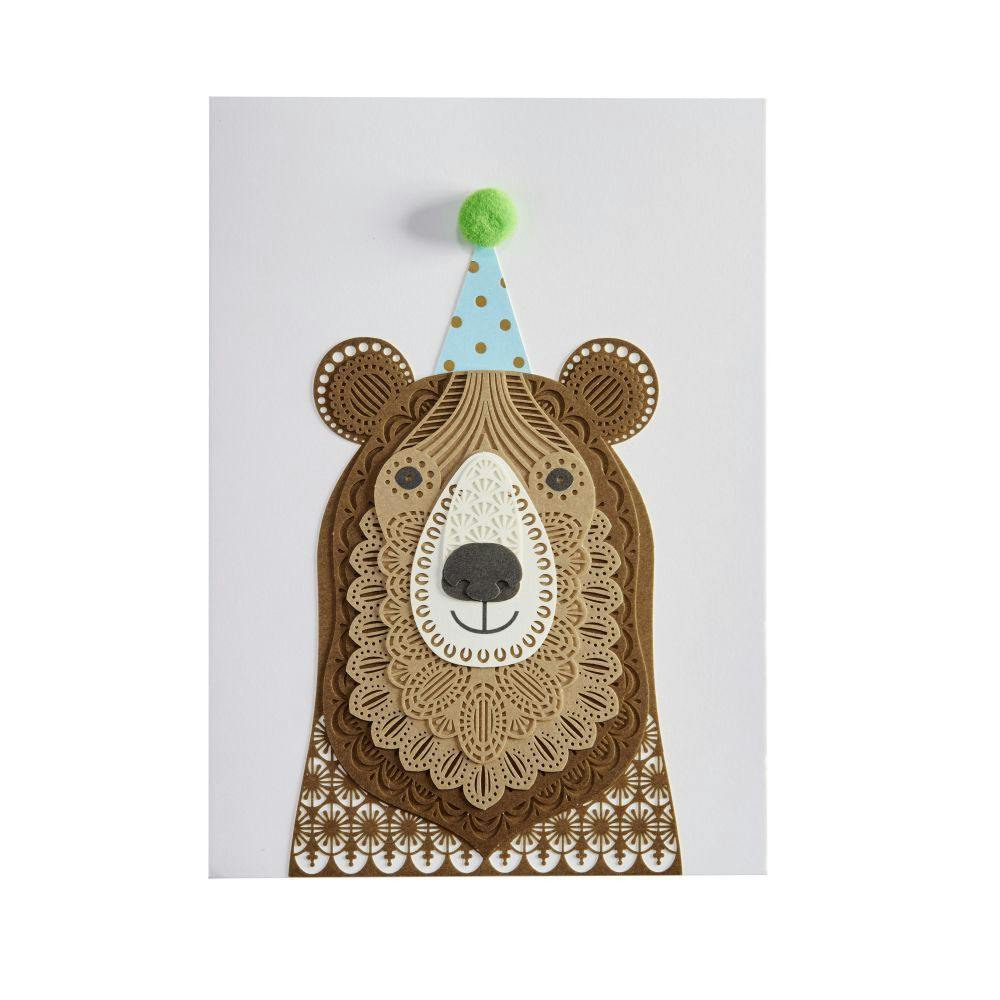 Bear with Hat Birthday Card front close up