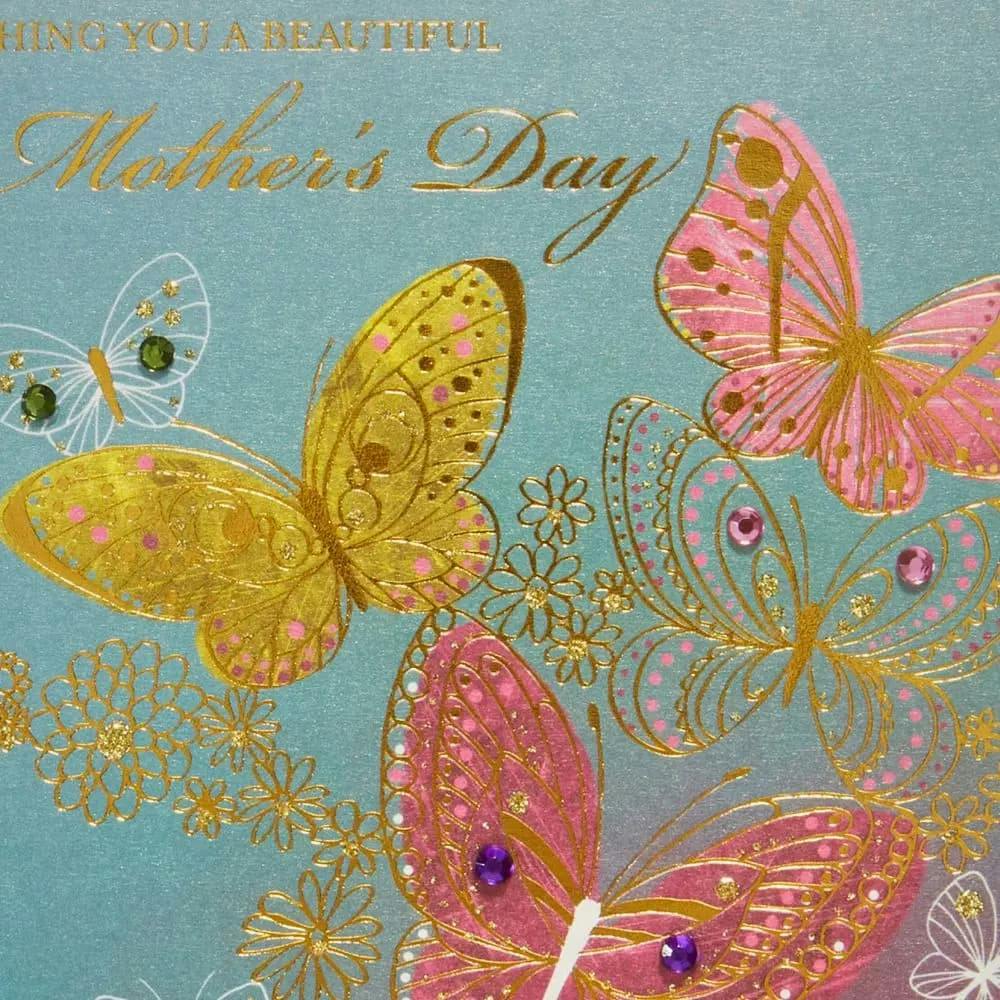 Ornate Butterflies Mother&#39;s Day Card close up