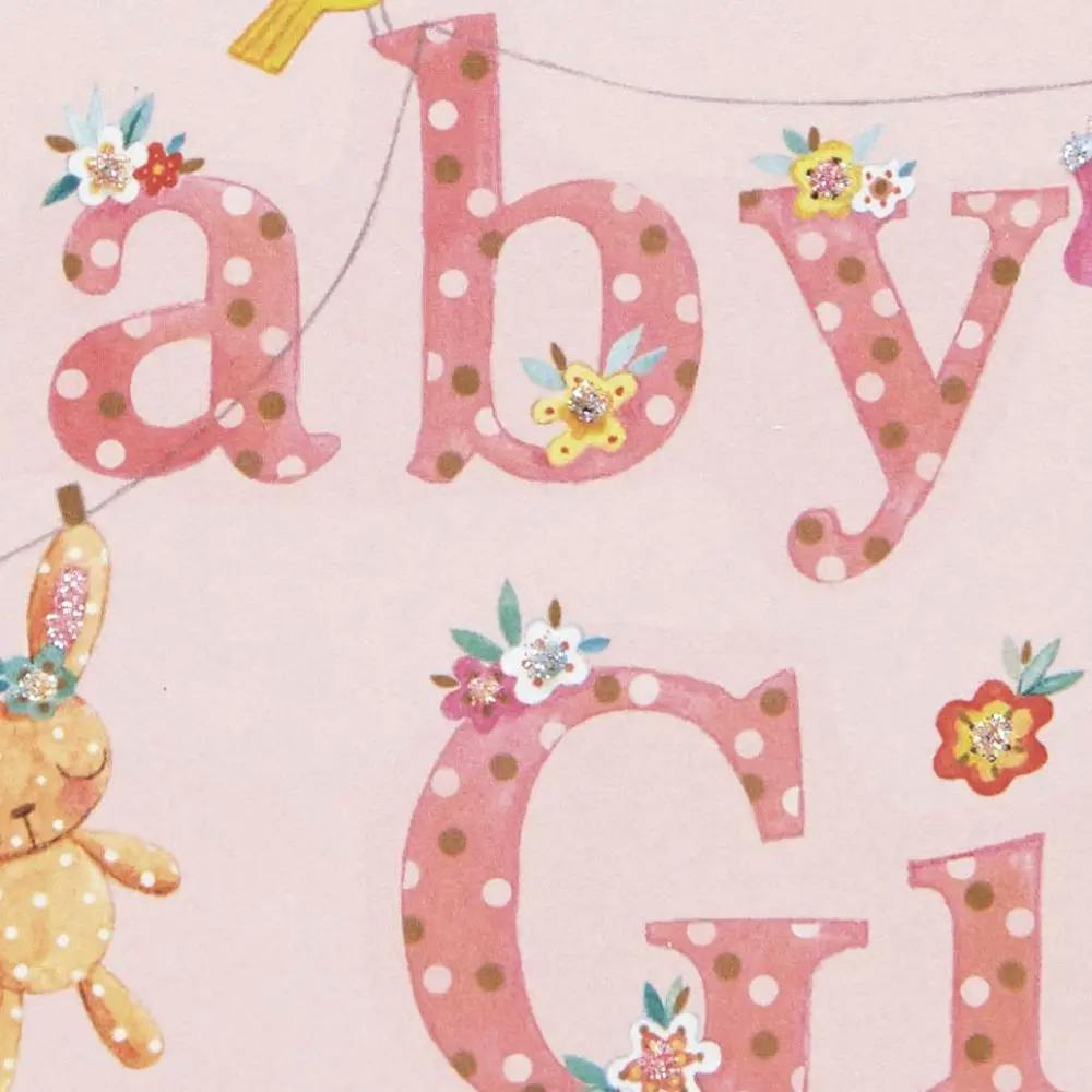 Clothesline Girl New Baby Card close up