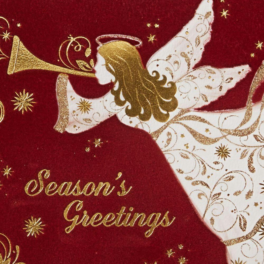 Angel on Burgundy Flocking Christmas Card Fourth Alternate Image width=&quot;1000&quot; height=&quot;1000&quot;