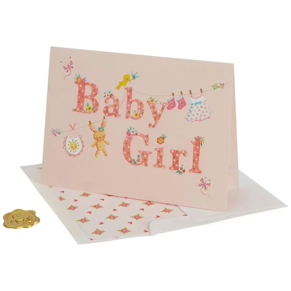 Clothesline Girl New Baby Card standing card
