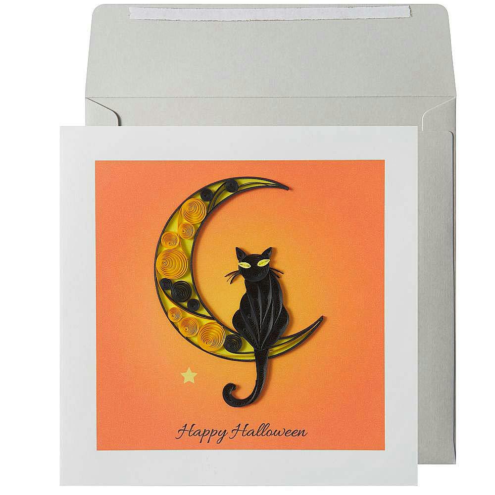 Black Cat on Moon Quilling Halloween Card Main Product Image width=&quot;1000&quot; height=&quot;1000&quot;