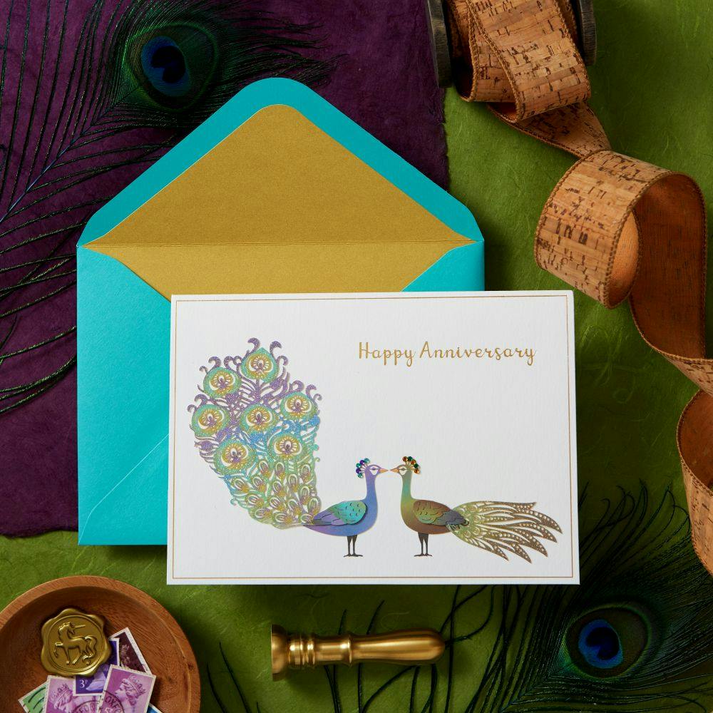 Peacocks Anniversary Card Sixth Alternate Image width=&quot;1000&quot; height=&quot;1000&quot;