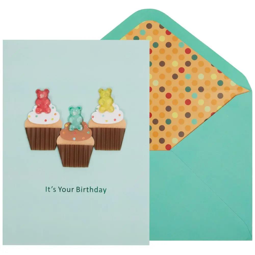Gummi Bear Cupcakes Birthday Card