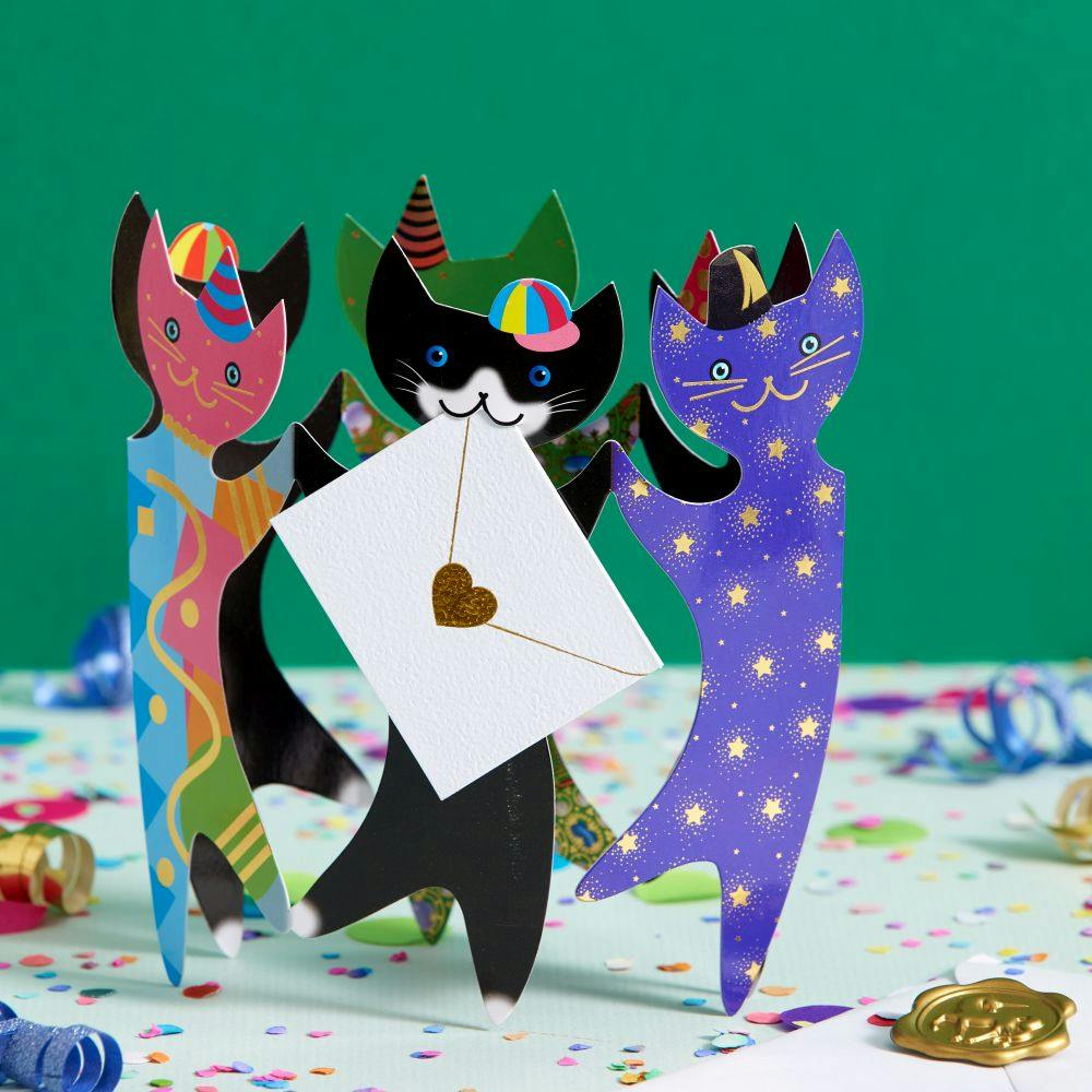 Cats with Party Hats Blank Card Eighth Alternate Image width=&quot;1000&quot; height=&quot;1000&quot;