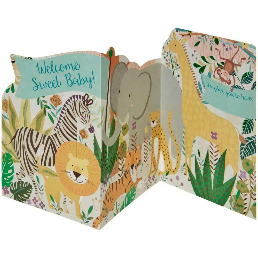 Jungle Baby New Baby Card open