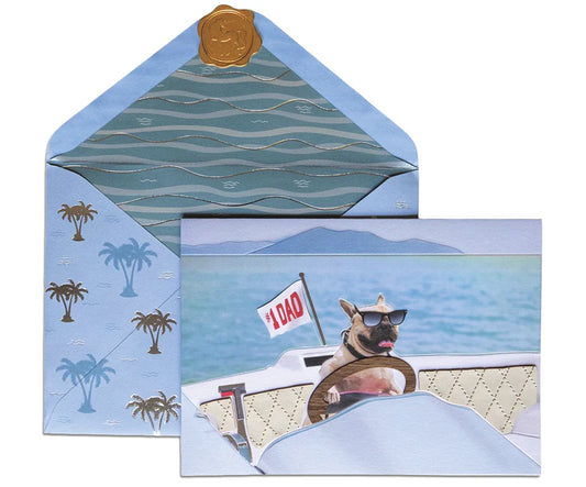 French Bulldog Driving Boat Father's Day Card