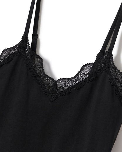 Women's Lightweight Pima Cami Short Set in Black
