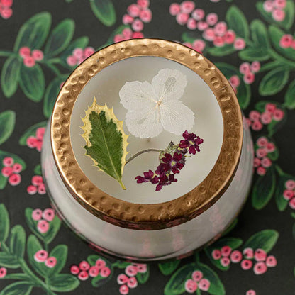 Red Currant and Cranberry Medium Pressed Floral Candle