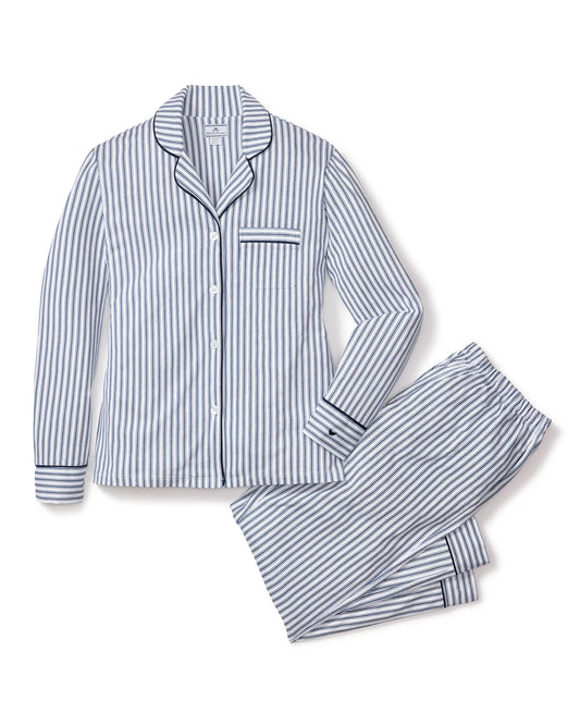 Luxe Pima Navy French Ticking Pajama Set