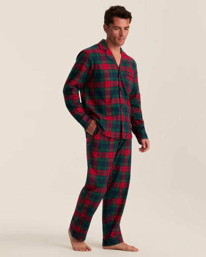 Men's Twill Pajama Set in St. James Tartan Red