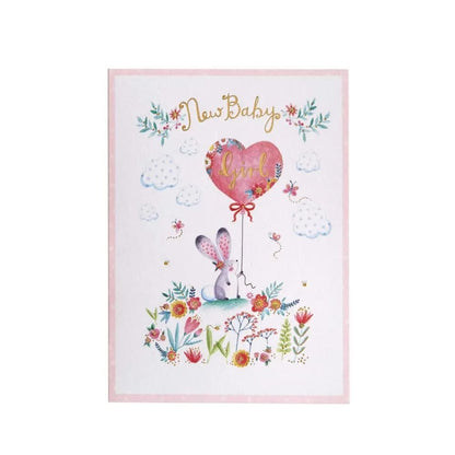Bunny Arrival Baby Girl Congratulations Card