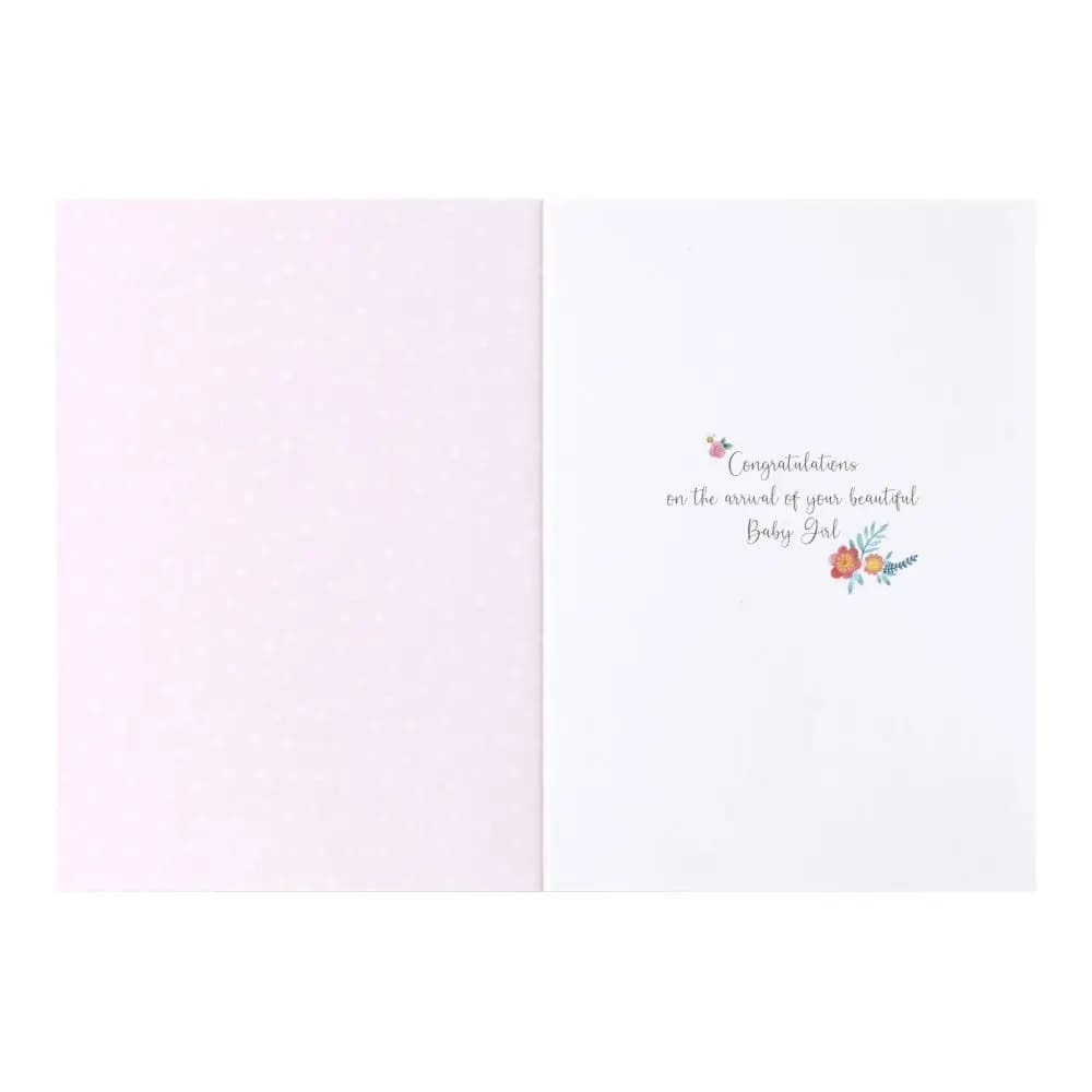 Bunny Arrival Baby Girl Congratulations Card