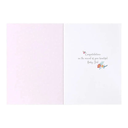 Bunny Arrival Baby Girl Congratulations Card