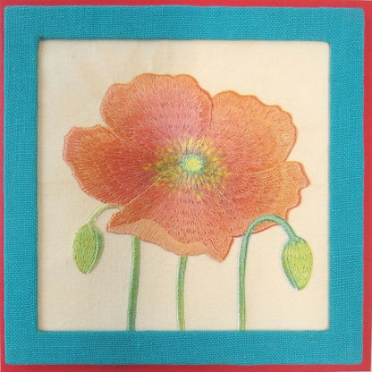 Orange Flower Embroidered Birthday Card