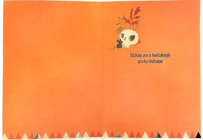 Black Cat Boa Tail Halloween Card
