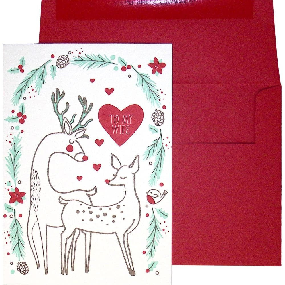 Letterpress Deer Couple Christmas Card