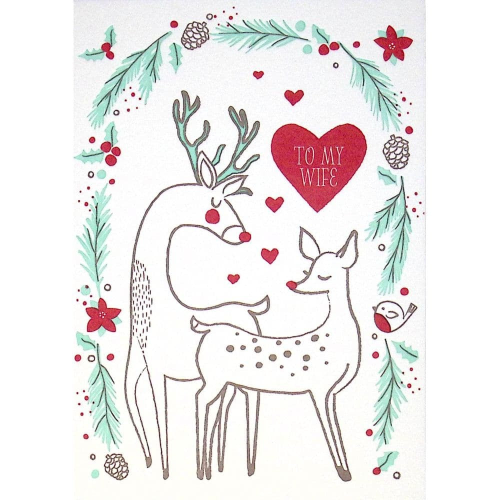 Letterpress Deer Couple Christmas Card