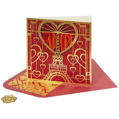 Laser Cut Eiffel Tower Valentine's Day Card
