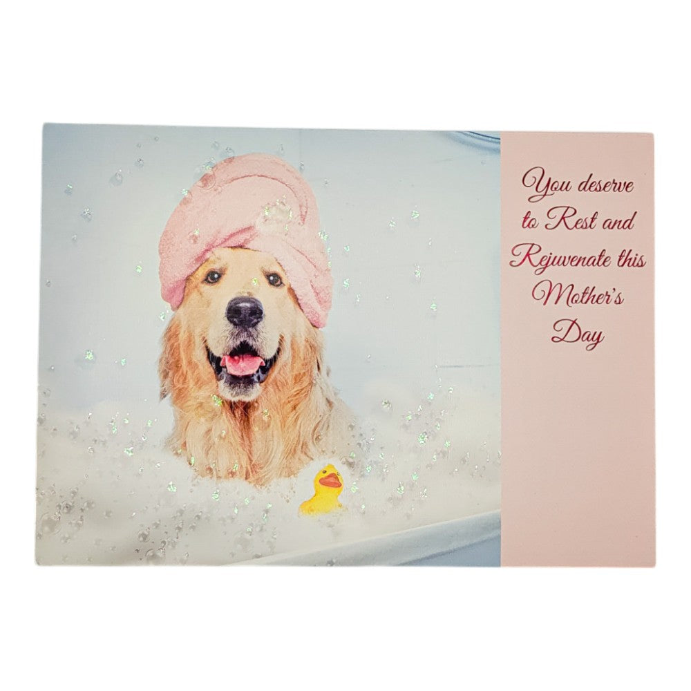Dog in Bath Mother's Day Card