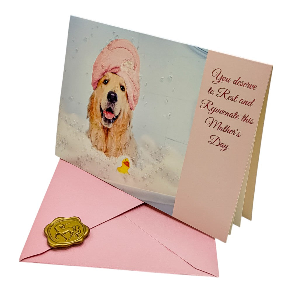 Dog in Bath Mother's Day Card