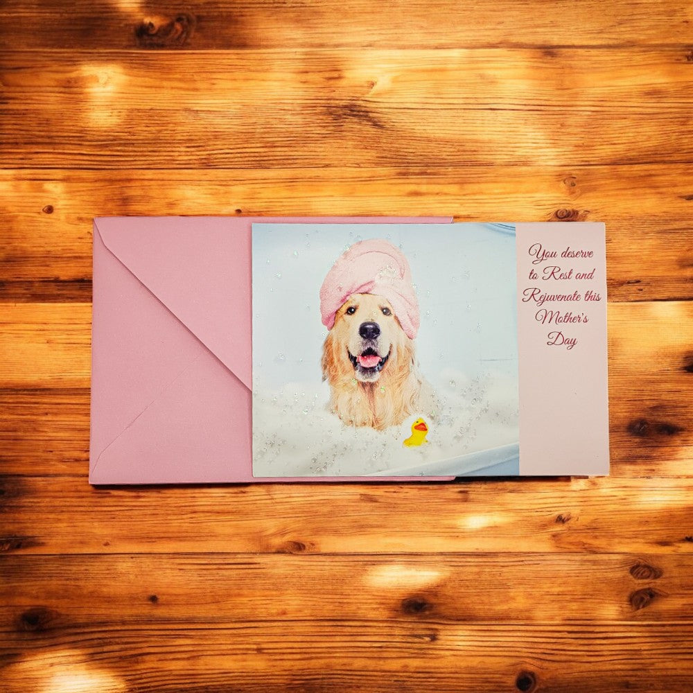 Dog in Bath Mother's Day Card