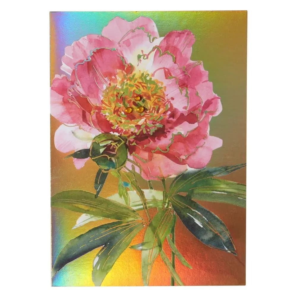 Peony On Gold Mother's Day Card