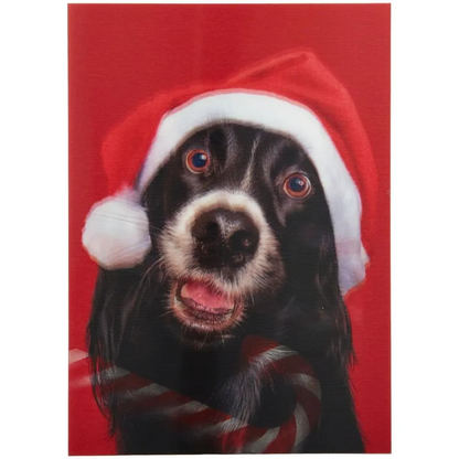 Lenticular Dog And Candy Cane Christmas Card
